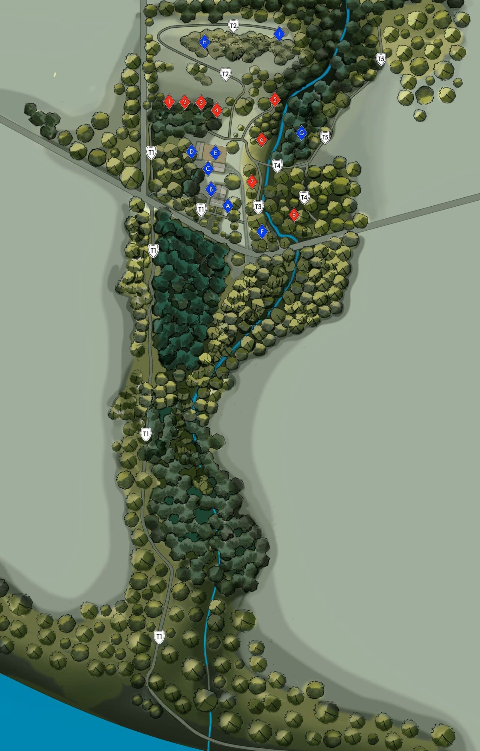 Illustrated site map of Pine Creek Retreat